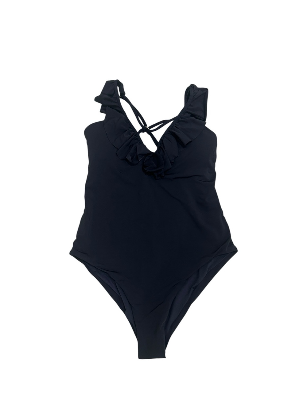NWT Kirby’s solid Wild dawn nana Ruffle V-Neck One-Piece Swimsuit Black medium